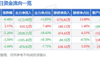 股票行情快报：沙河股份（000014）12月19日主力资金净卖出1172.99万元