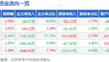 股票行情快报：探路者（300005）1月5日主力资金净卖出80.37万元