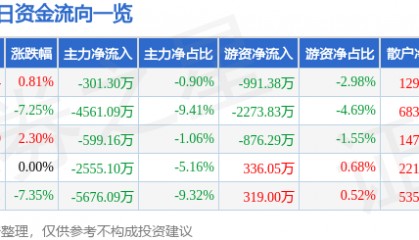 股票行情快报：华纺股份（600448）5月29日主力资金净卖出301.30万元