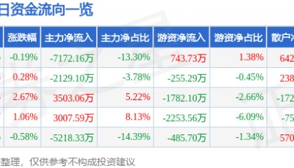 股票行情快报：网宿科技（300017）6月9日主力资金净卖出7172.16万元