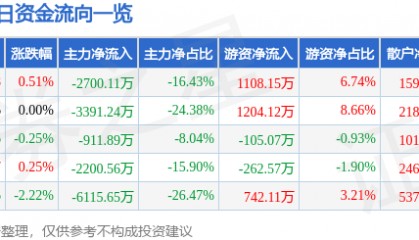 股票行情快报：实达集团（600734）8月6日主力资金净卖出2700.11万元
