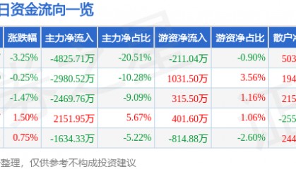 股票行情快报：实达集团（600734）9月3日主力资金净卖出4825.71万元