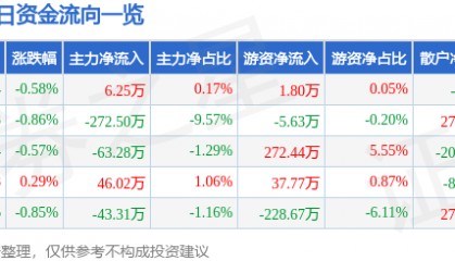 股票行情快报:永安林业(000663)7月31日主力资金净买入6.25万元