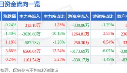 股票行情快报：实达集团（600734）7月10日主力资金净买入313.10万元