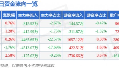 股票行情快报：实达集团（600734）8月19日主力资金净卖出815.92万元