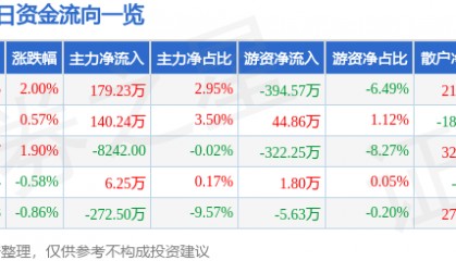 股票行情快报:永安林业(000663)8月5日主力资金净买入179.23万元