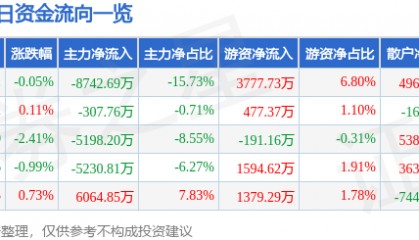 股票行情快报：神火股份（000933）7月30日主力资金净卖出8742.69万元