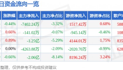 股票行情快报：京东方Ａ（000725）2月25日主力资金净卖出7402.24万元