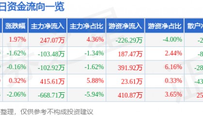 股票行情快报：青松股份（300132）9月24日主力资金净买入247.07万元