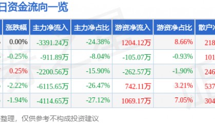 股票行情快报：实达集团（600734）8月5日主力资金净卖出3391.24万元