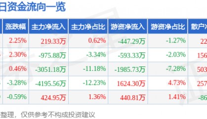 股票行情快报：建投能源（000600）5月20日主力资金净买入219.33万元