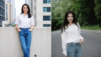 40+刘涛、宋佳又带火了这种穿法：白衬衫+牛仔裤，时髦减龄有气质