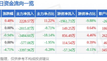 股票行情快报：实达集团（600734）7月21日主力资金净买入2228.57万元