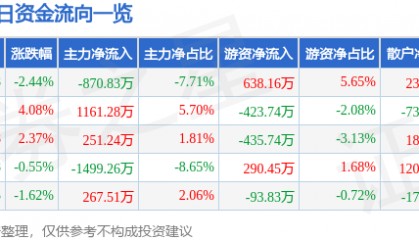 股票行情快报：沙河股份（000014）12月13日主力资金净卖出870.83万元