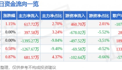 股票行情快报：华纺股份（600448）7月3日主力资金净买入617.72万元