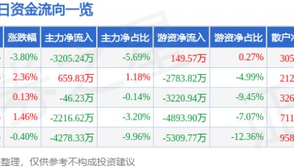 股票行情快报：华鲁恒升（600426）12月13日主力资金净卖出3205.24万元