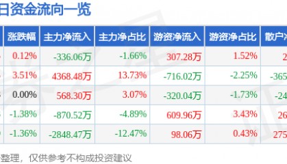 股票行情快报：朗玛信息（300288）8月4日主力资金净卖出336.06万元